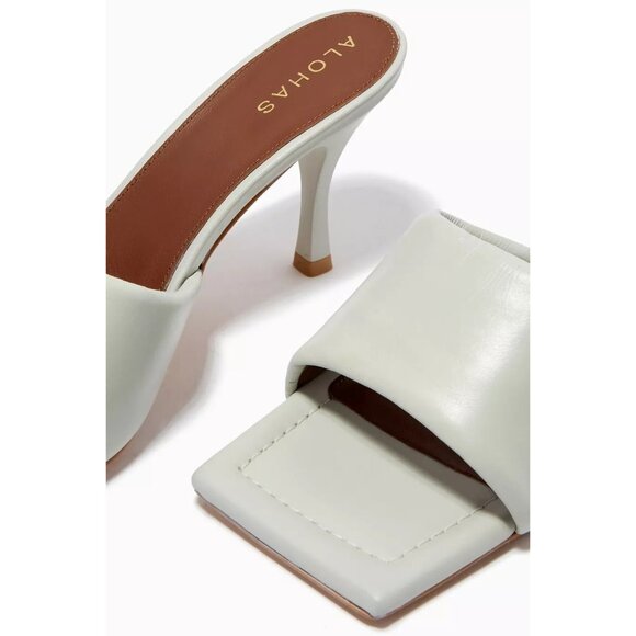 Alohas Puffy Mules in Grey/White Leather 38 Womens High Heels - Picture 7 of 15